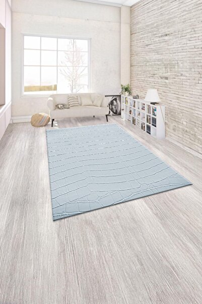 Resmiro Dijital Baskılı Mavi taşlar  Desenli  Makinada Yıkanabilir Salon ve Y...