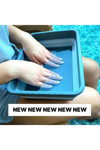 HOLLYHOME Anthracite/Blue 4L Folding Basin Manicure - Accordion Bucket Pineapple Design