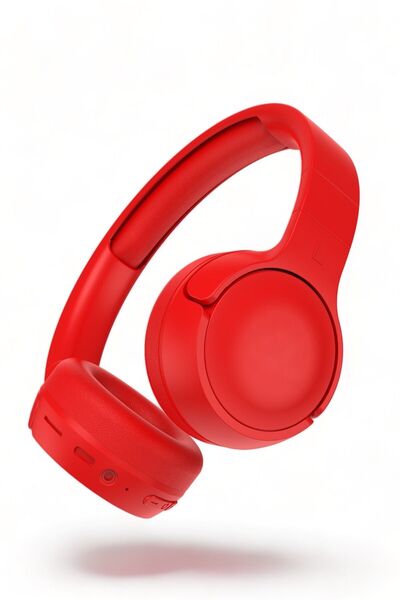 POLYGOLD Bluetooth Kablosuz Kulaklık Kulak Üstü Kırmızı ios Android Uyumlu Mikrofon Ses BT