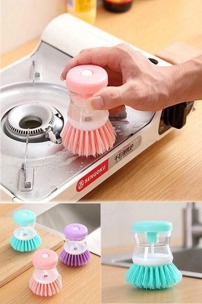 Else Halı Buttoned Bathroom Dish Brush with Detergent Tank - Convenient Cutting