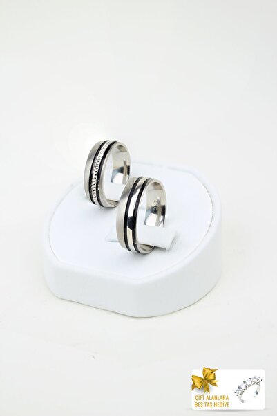 Gri Gümüş Ebedi Aşk Halkası 925 Ayar Gümüş Alyans, Nişan ve Söz Yüzüğü