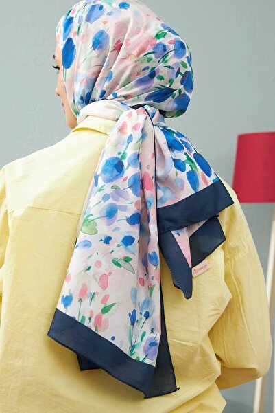 Dolfini Σάλι βαμβακερής βισκόζης Navy Blue Ipekhan Botanical Series