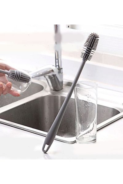 wentox Long Handled Silicone Cup Jar and Bottle Washing Brush