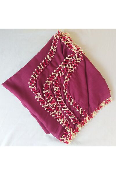 Bircan Hediyelik غطاء رأس باللون العنابي - وشاح من الكروشيه باللون الكرزي