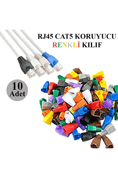 BK Teknoloji Rj45 Cat5 Cat6 Renkli Koruyucu Kılıf - 10 Adet Papuç
