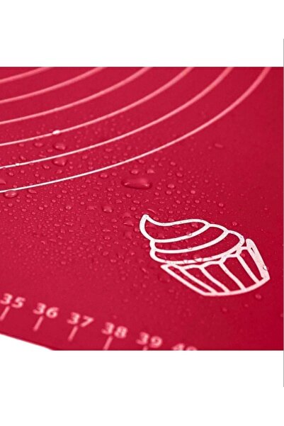 Makkam Home Büyük Boy Silikon Kırmızı Hamur Açma Matı Büyük Ölçü 45x65 Büyük