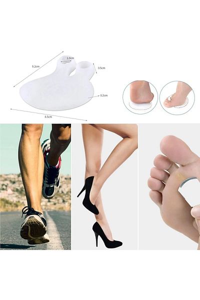 Devi 2-Piece Underfoot Pain Callus Prevention Finger Mounted Ring Under-Toe Protector Silicone Metatarsal Pad