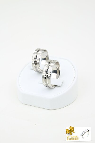 Gri Gümüş Işıltılı Sevgi Halkası 925 Ayar Gümüş Alyans, Nişan ve Söz Yüzüğü