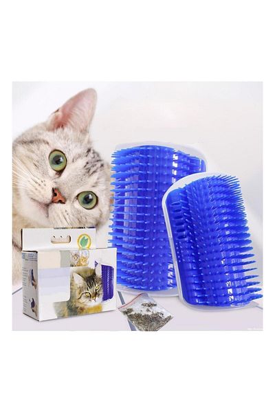 FloriaShopping Cat Massage Brush with Cornered Catnip - Adhesive Itching Apparatus
