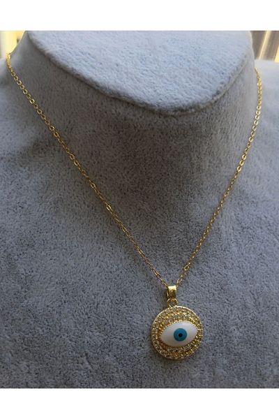 İNN JEWELLERY Anti-Tarnish Anti-Allergic Steel Necklace - Evil Eye Figure, 2 Years Warranty