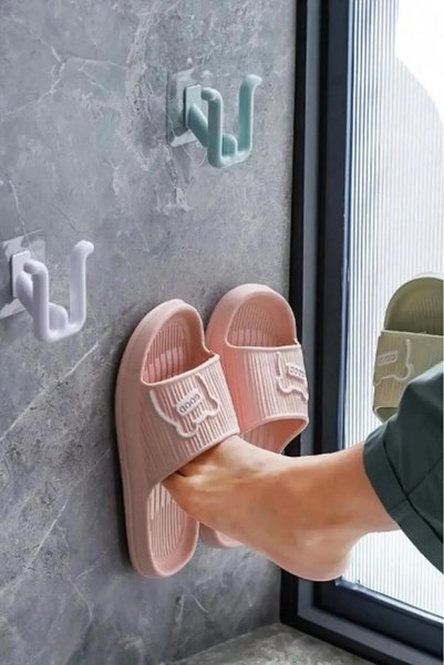 Generic Brand 2Pcs Adhesive Cottage Door Bathroom Slippers Hanging Shoe Hanger Holder Drying Rack