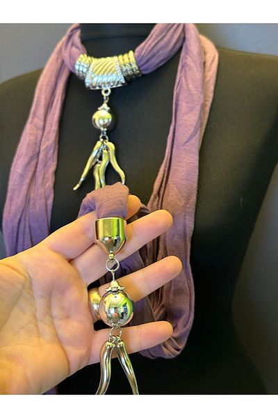 Gönülden Tasarım Accesoriu pentru colier și eșarfă cu lanțuri de picături de apă violet de 170 cm