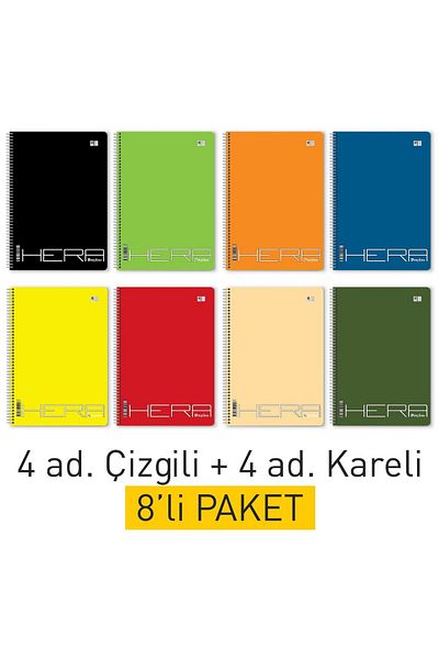 Etika A4 School Notebook - 144 Sheets (72 Sheets), Spiral, 4 Lines and 4 Squares