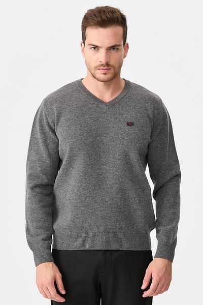 Desen Triko Ανδρικό πουλόβερ με λαιμόκοψη V Classic Wool O.smoked