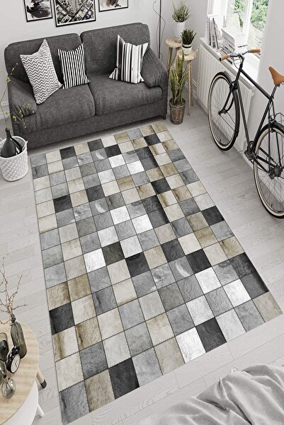 SÜNGERSAN Dijital Baskılı Kaymaz Taban Yıkanabilir Tay Tüyü Kumaş Oturma Odas...