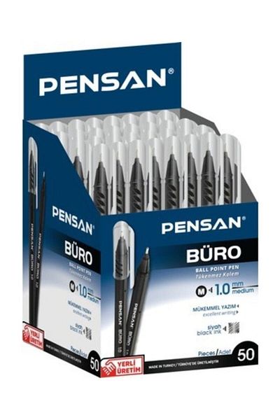 Pensan Office Black Ballpoint Pen Fine Tip 50 Pk