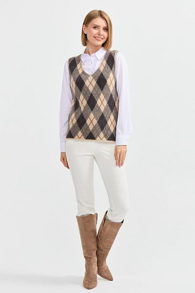 Desen Triko Women's Argyle Patterned Sweater 12
