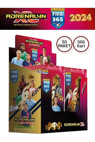 TOYFEST بطاقات لاعب كرة القدم الرسمية من بانيني أدرينالين فيفا 365 - 2024 (50 حزمة)