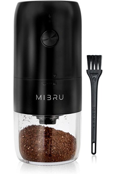 MIBRU مطحنة قهوة كهربائية قابلة لإعادة الشحن من النوع C باللون الأسود