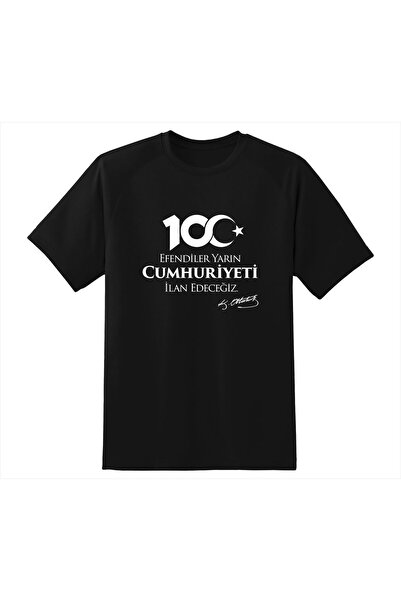 Hediyenza Προσαρμοσμένο τυπωμένο 201-7 Unisex μαύρο μπλουζάκι για την 100η επ...