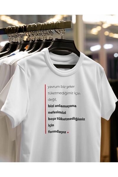 Hediyenza Suntem în formă Motto Design Tricou alb unisex