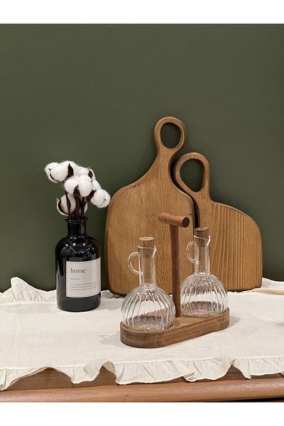 may home design Wooden Modern Oil Pot with Double Stand 300 ml