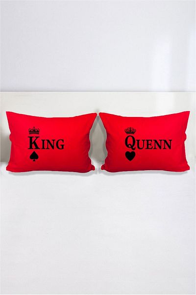 Hediyenza King Quenn Double Letter Decorative Pillow Case 50x70 Cm Red