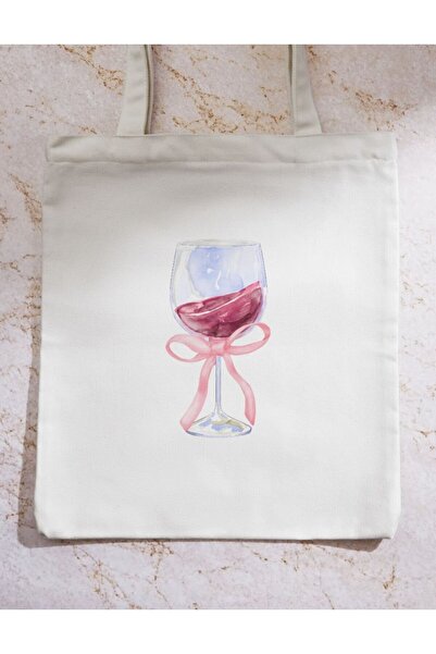 redame Wine Şarap Coquette Bows Kurdeleler Y2K Retro Unisex Bez Çanta Tote Bag
