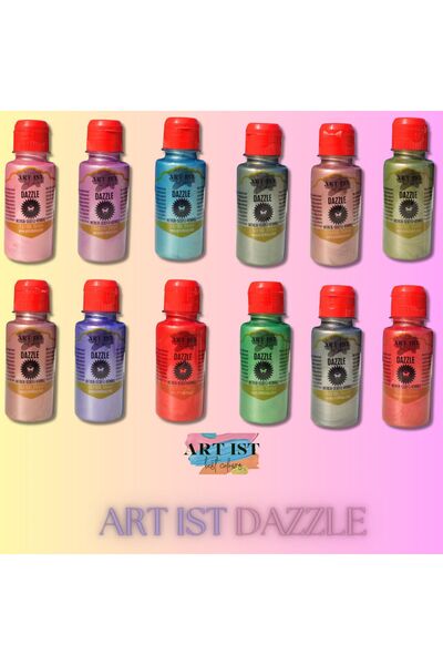 ART IST DAZZLE Metalik Sedefli ve Vernikli Boya 12'li Set + 2 Taş Vernik