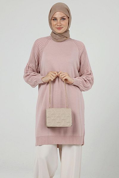 ilmek Winter Long Knitwear Hijab Tunic - Hair Braid Detail, Women'S, 4303