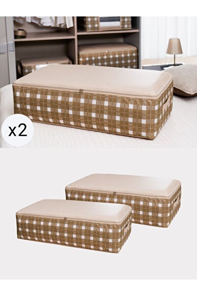 NACAREV 2 bucăți Mega Size Bej Model pătrat Plaid Pernă Organizator Cuvertură...
