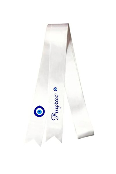 Hediyenza Sünnet Takı Kurdelesi Tören Kurdelesi Saten Beyaz Isimli Nazar Bonc...