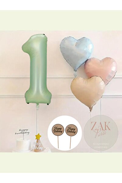 ZEAP SU YEŞİLİ Rakam Folyo Balon Retro Mavi Pembe Satin Kalp Folyo Balon Doğu...