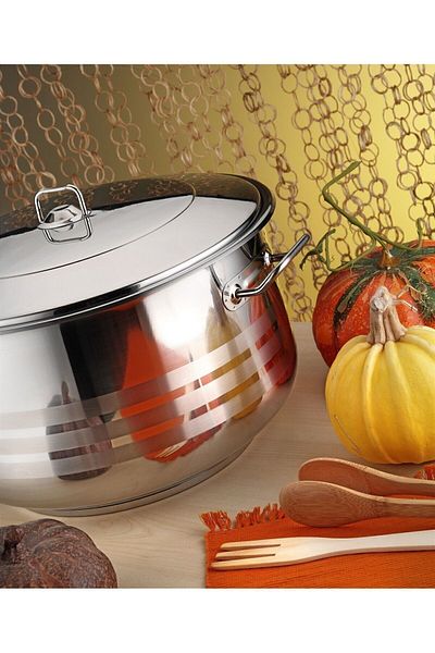 Hascevher Gastro Steel Pot 34X23 cm Steel Lid-Steel Handle