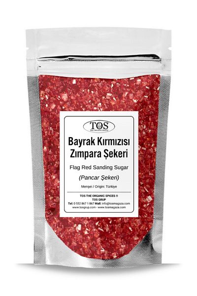 TOS The Organic Spices Flag Red Sanding Sugar 250 g Flag Red Sanding Sugar