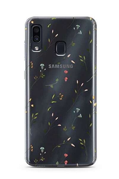 moonset Samsung Galaxy A20 / A30 Uyumlu Çiçekler Tasarımlı Baskılı Şeffaf Tel...