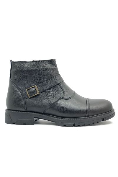 Geppetto Genuine Leather Men's Black Boots - Casual, Furry, Daily, Model 4248