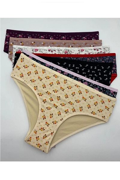 BORDO Underwear Chiloți de damă din bumbac cu model, mărime mare, 7 bucăți