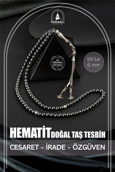 OSMANLI DOĞAL TAŞ 99 Mărgele de rugăciune din piatră naturală hematit - 6 mm
