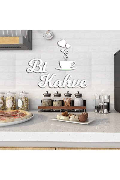 Genel Markalar Beyaz Renk Bi Kahve Duvar Yazı Dekor Süsü Kahve Köşesi Ahşap Ç...