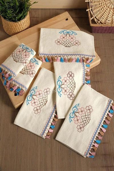 Meslina 30x50cm Πολύχρωμη Πετσέτα Κουζίνας 6 τεμαχίων με κρόσσια |   Πανί στεγνώματος |   Πετσέτα χεριών