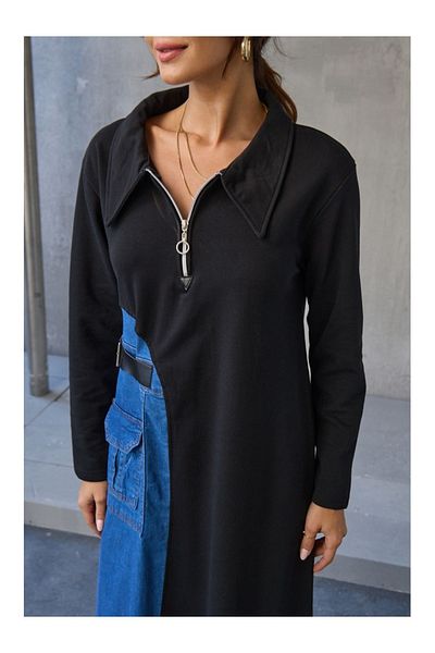 Elif Özbey Butik Rochie cu curea neagră cu detaliu Jean