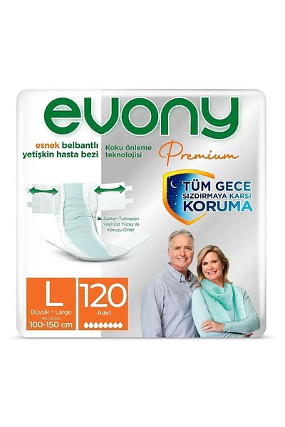 Evony Flexible Premium - Large 30*4 Waistband Patient Diapers (120 PCS)