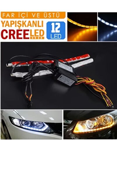 C9 Kristal Far Içi Far Üstü Su Geçirmez Kayar Led Sinyalli 12 Led Yapışkanlı