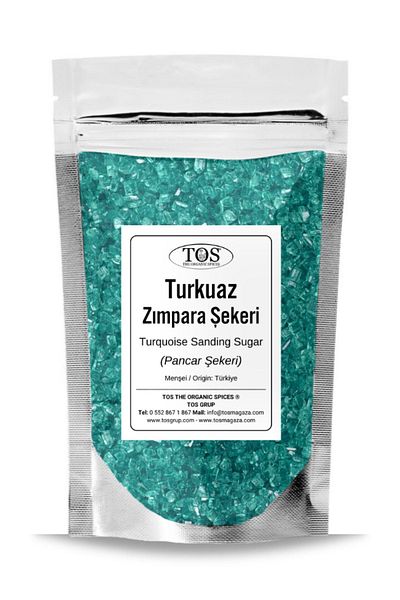TOS The Organic Spices Turquoise Sanding Sugar 250 g Turquoise Sanding Sugar