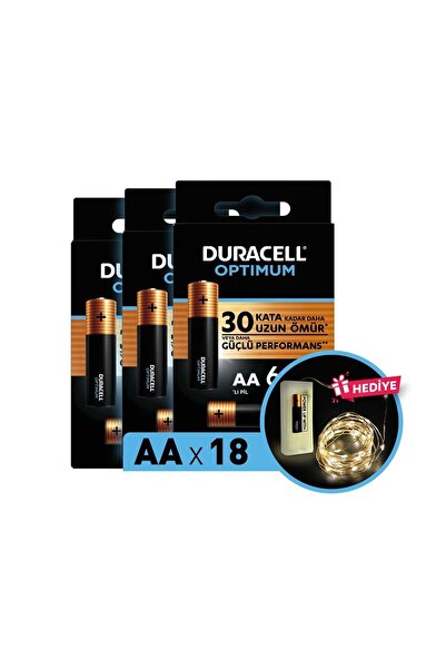 Duracell Optimum Aa Alkalin Pil, 1,5 V Lr6 Mn1500, 18’li Paket Ve Led Işık
