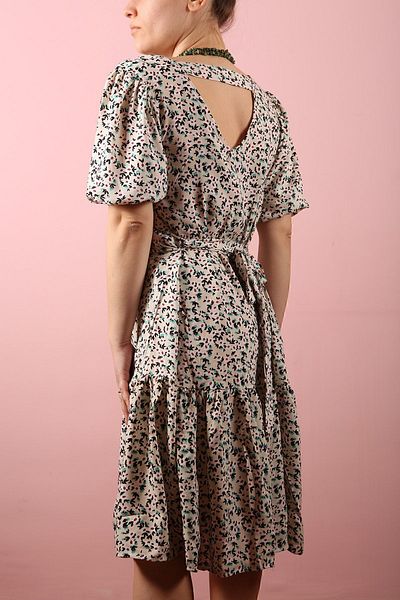 vory Floral V λαιμόκοψη μισό μπαλόνι μανίκι casual γυναικείο φόρεμα