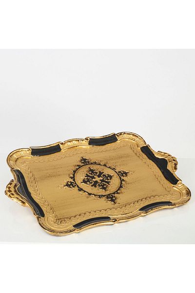 madamcamilla Wooden Rosewood Tray 55*36 Cm Black