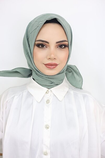 feronis Tesettür Kadın Bambu Kraş Eşarp Modeli _Mint Yeşili