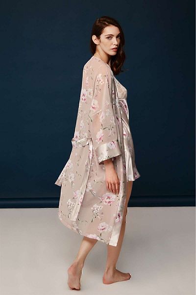 Bonnie Clyde Set cămașă de noapte din satin cu volanat cu imprimeu floral Bonnie&Clyde pentru femei